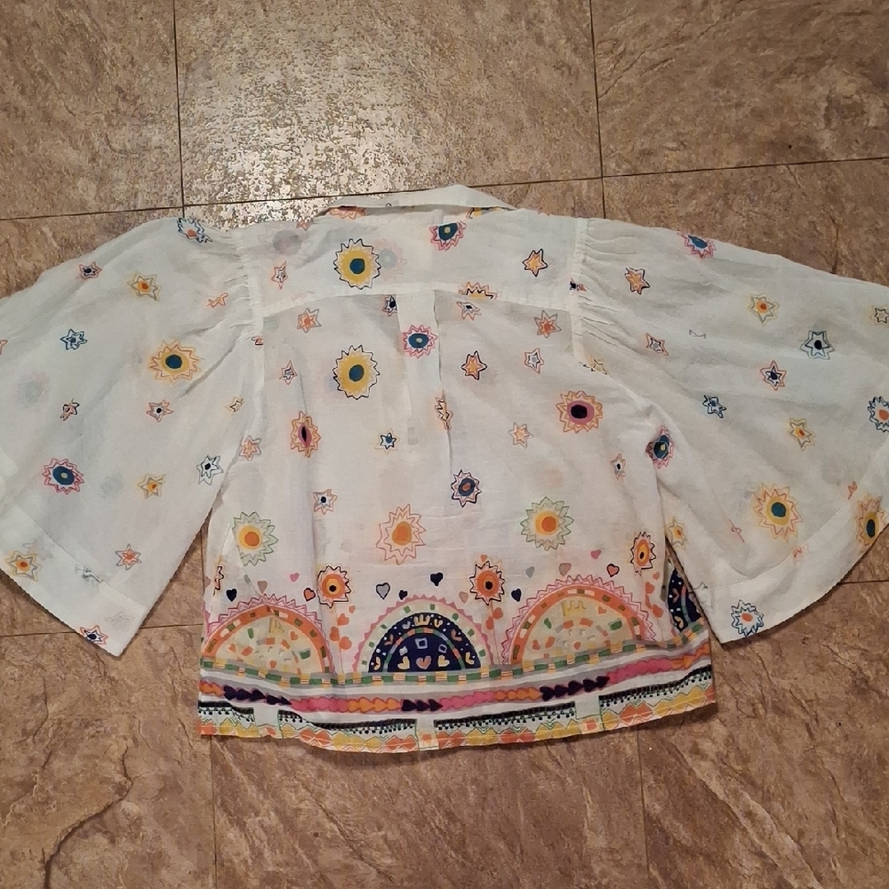 Anthropologie Maeve White Floral Blouse - Picture 6 of 9